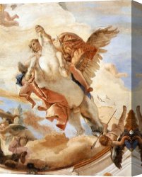 Perseus on Pegasus Hastening to The Rescue of Andromeda Canvas Paintings - Bellerophon on Pegasus [detail #1] by Giovanni Battista Tiepolo